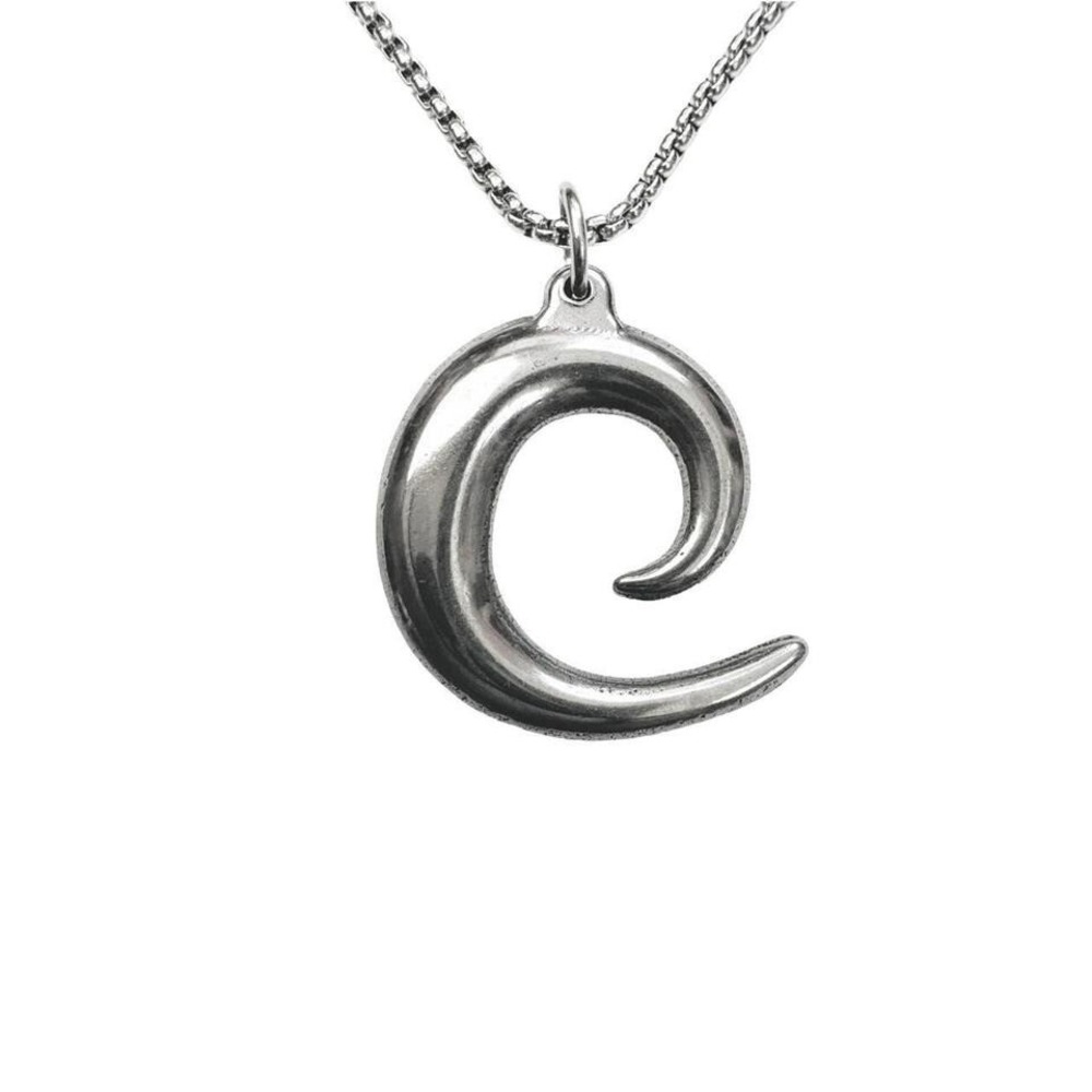 silver half spiral necklace handmade stainless steel non-tarnish box chain heavy